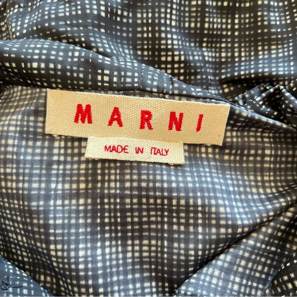 Marni Women's Jacket Black White Abstract Print Drawstring Waist Hooded Designer - Picture 9 of 11